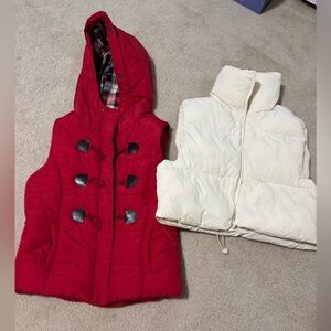 Red and White Puffer Vests